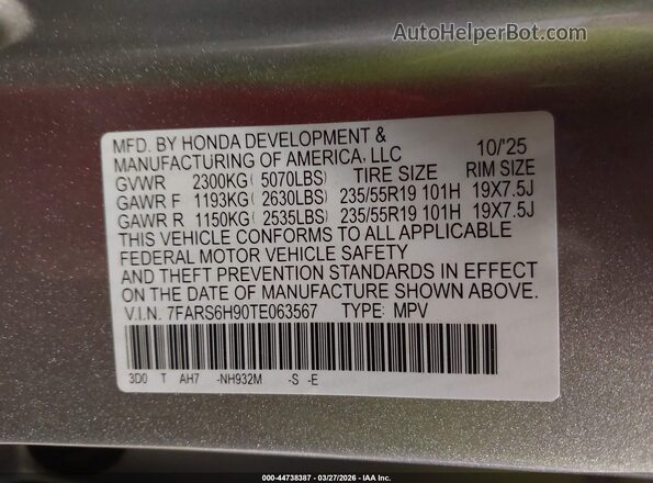 7FARS6H90TE063567 2026 HONDA CR-V HYBRID Silver Vista del compartimento del motor
