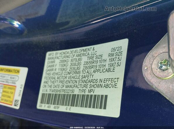 7FARS6H97PE022150 2023 HONDA CR-V HYBRID Blue Widok komory silnika