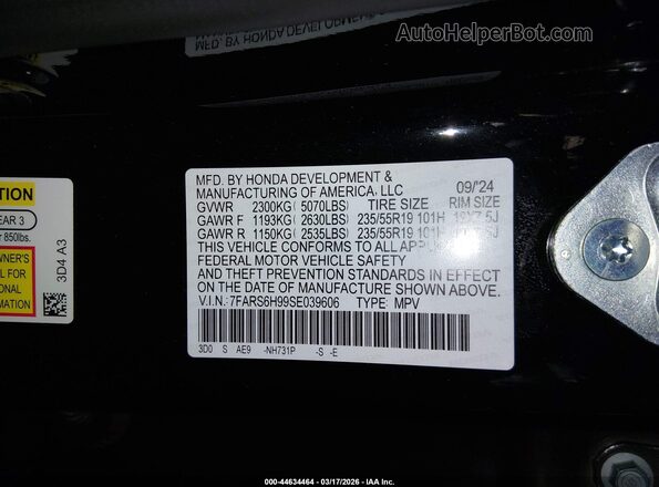 7FARS6H99SE039606 2025 HONDA CR-V HYBRID Черный Вид подкапотного пространства