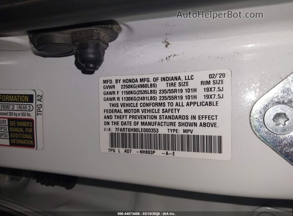 7FART6H90LE000353 2020 HONDA CR-V HYBRID Белый Вид подкапотного пространства