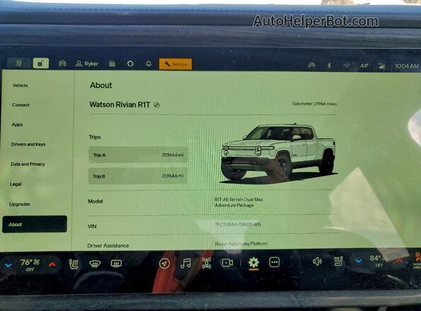 7FCTGBAA7SN035405 2025 RIVIAN R1T Белый Вид щитка приборов