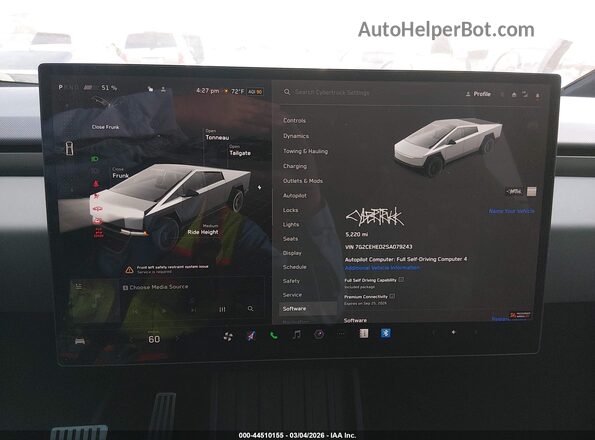 7G2CEHED2SA079243 2025 TESLA CYBERTRUCK Gray Widok tylnych siedzeń