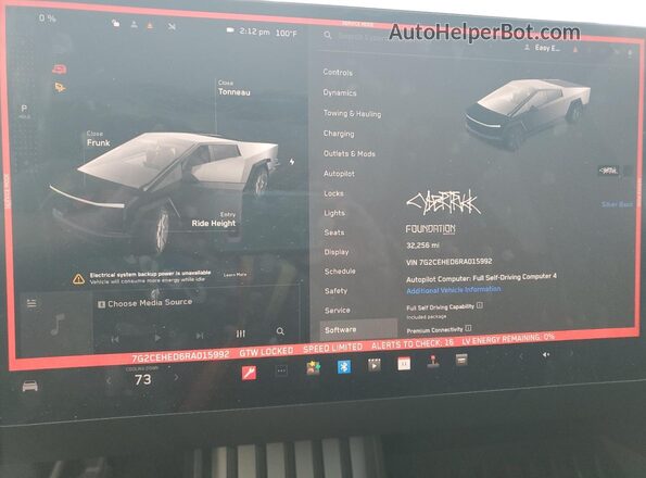 7G2CEHED6RA015992 2024 TESLA CYBERTRUCK Черный Вид щитка приборов