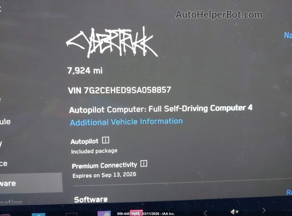 7G2CEHED9SA058857 2025 TESLA CYBERTRUCK Серебряный Вид задних сидений