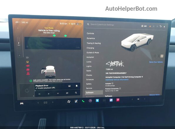 7G2CEHED9SA058857 2025 TESLA CYBERTRUCK Серебряный 