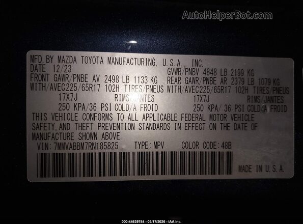 7MMVABBM7RN185825 2024 MAZDA CX-5 Navy Вид подкапотного пространства