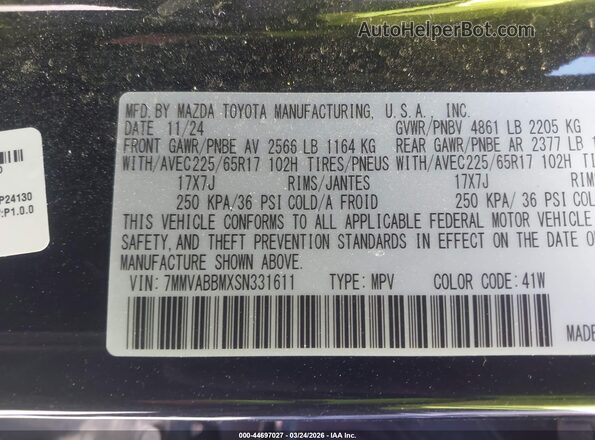 7MMVABBMXSN331611 2025 MAZDA CX-5 Black Widok komory silnika