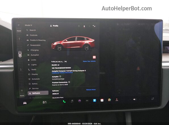 7SAXCBE50NF360550 2022 TESLA MODEL X Бордовый 