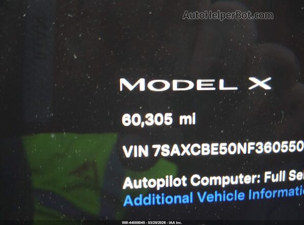 7SAXCBE50NF360550 2022 TESLA MODEL X Бордовый 