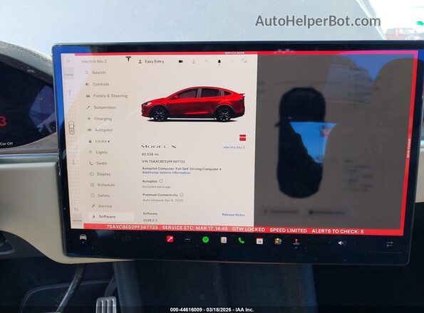 7SAXCBE52PF397733 2023 TESLA MODEL X Синий Вид задних сидений
