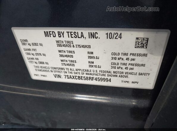 7SAXCBE58RF459994 2024 TESLA MODEL X Оранжевый Вид подкапотного пространства