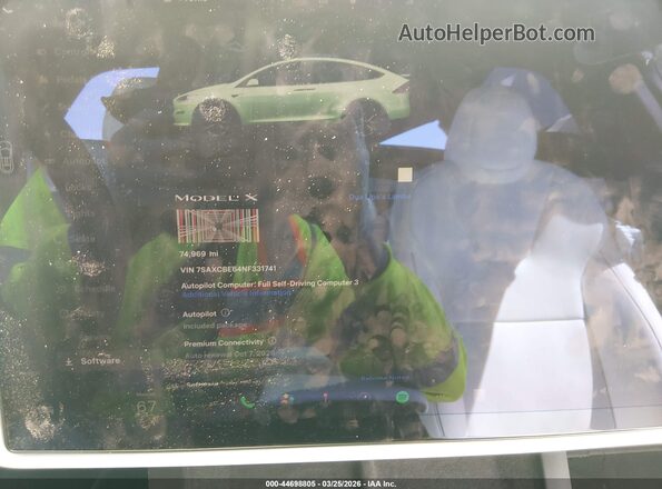 7SAXCBE64NF331741 2022 TESLA MODEL X Белый Вид задних сидений