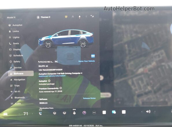 7SAXCDE53RF443231 2024 TESLA MODEL X Синий Вид задних сидений