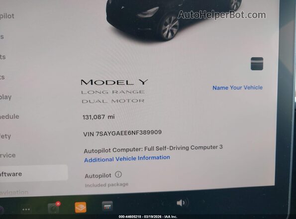 7SAYGAEE6NF389909 2022 TESLA MODEL Y Black უკანა სავარძლების ხედი