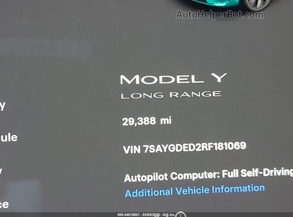 7SAYGDED2RF181069 2024 TESLA MODEL Y Dark Blue 
