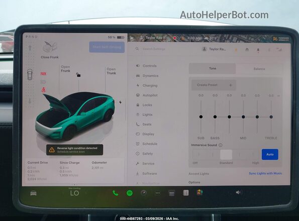7SAYGDED6TF542004 2026 TESLA MODEL Y Gray Widok tylnych siedzeń