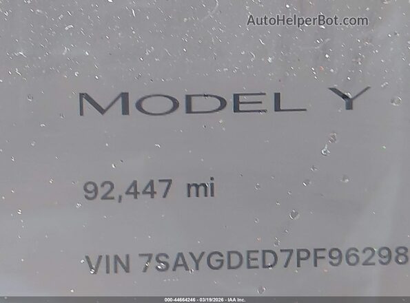 7SAYGDED7PF962988 2023 TESLA MODEL Y Серый 