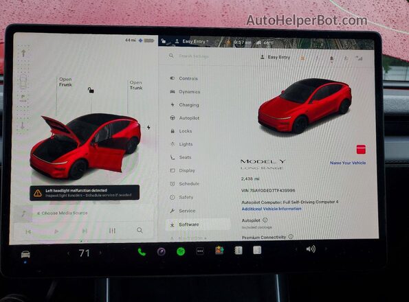 7SAYGDED7TF439996 2026 TESLA MODEL Red Вид щитка приладів