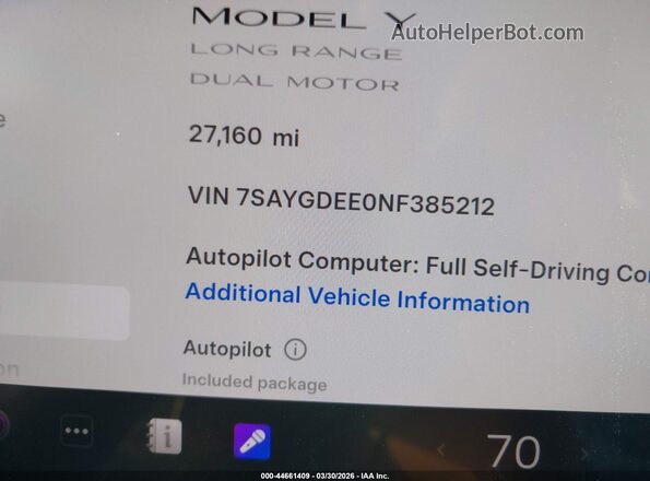 7SAYGDEE0NF385212 2022 TESLA MODEL Y Red 