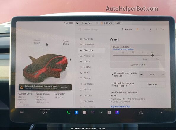 7SAYGDEE0NF385212 2022 TESLA MODEL Y Red 