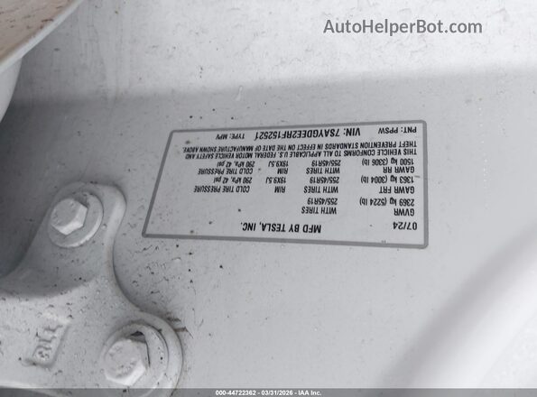 7SAYGDEE2RF152521 2024 TESLA MODEL Y White Вид підкапотного простору