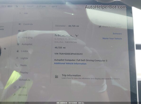 7SAYGDEE3PA035251 2023 TESLA MODEL Y Black Вид задніх сидінь