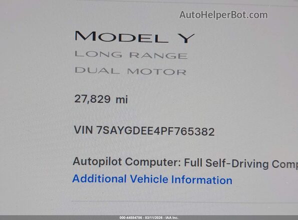 7SAYGDEE4PF765382 2023 TESLA MODEL Y Черный 