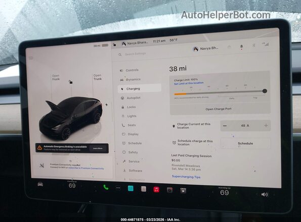 7SAYGDEE5NA007111 2022 TESLA MODEL Y Черный 