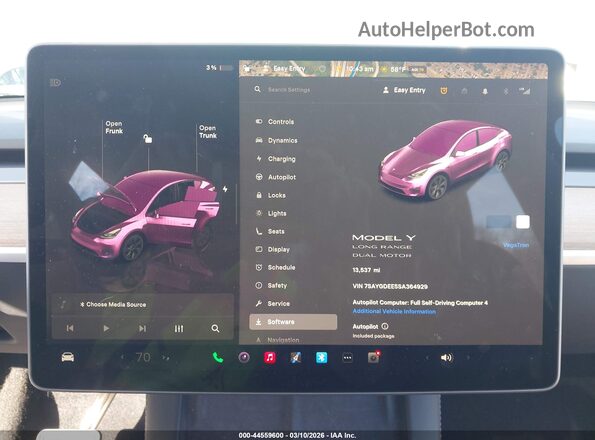 7SAYGDEE5SA364929 2025 TESLA MODEL Y Gray Widok tylnych siedzeń