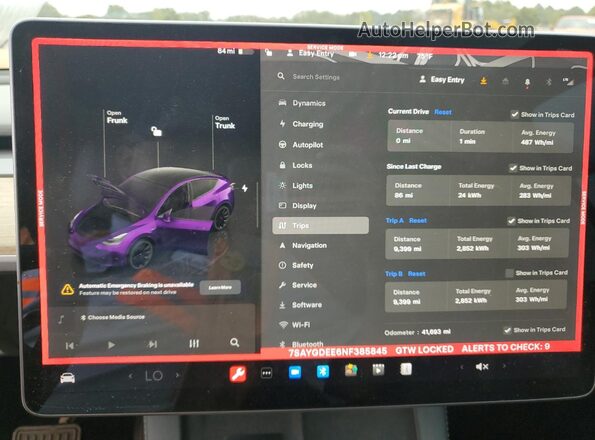 7SAYGDEE6NF385845 2022 TESLA MODEL Белый Вид щитка приборов
