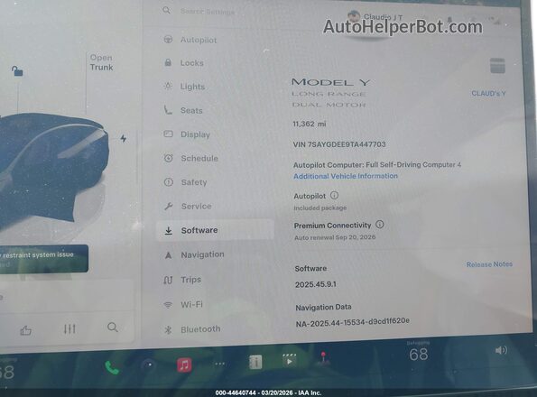 7SAYGDEE9TA447703 2026 TESLA MODEL Y Black 
