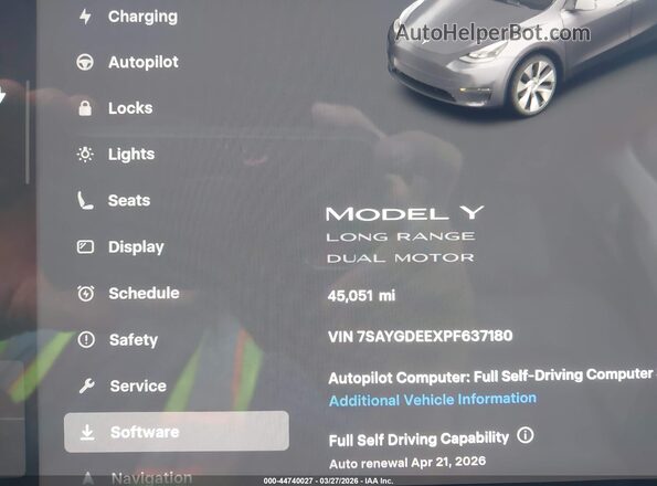7SAYGDEEXPF637180 2023 TESLA MODEL Y Серый Вид задних сидений