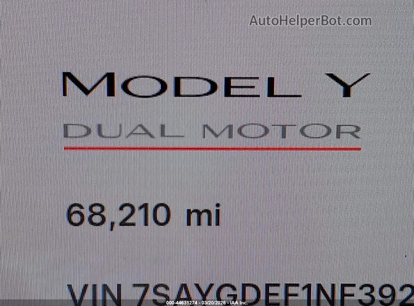 7SAYGDEF1NF392727 2022 TESLA MODEL Y Black სალონის 360-გრადუსიანი ხედი