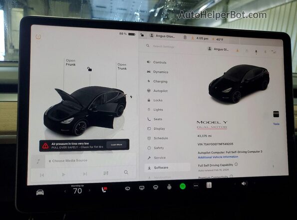 7SAYGDEF1NF549205 2022 TESLA MODEL Черный Вид щитка приборов