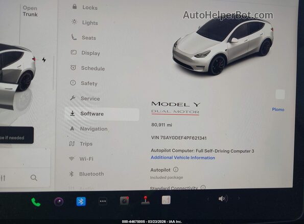 7SAYGDEF4PF621341 2023 TESLA MODEL Y White 