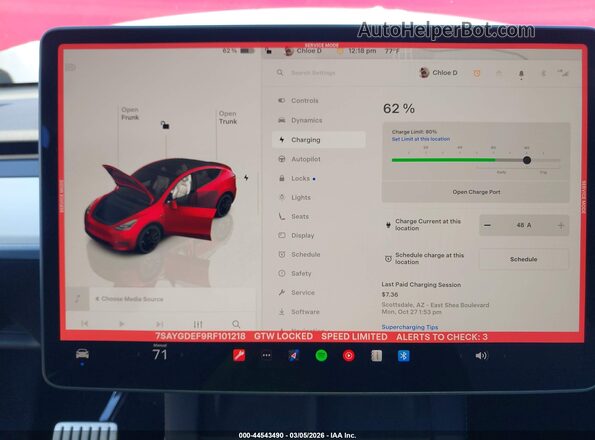 7SAYGDEF9RF101218 2024 TESLA MODEL Y Red 