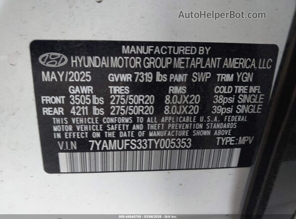 7YAMUFS33TY005353 2026 HYUNDAI IONIQ 9 White Engine compartment view