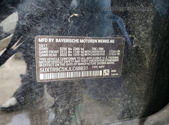 5UXTR9C5XJLC68831 2018 BMW X3 Black Widok naklejki z numerem VIN