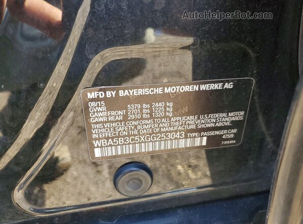 WBA5B3C5XGG253043 2016 BMW OTHER Черный Вид наклейки с VIN-кодом