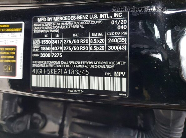 4JGFF5KE2LA183345 2020 MERCEDES-BENZ GLS Черный Панорамный вид салона 360°