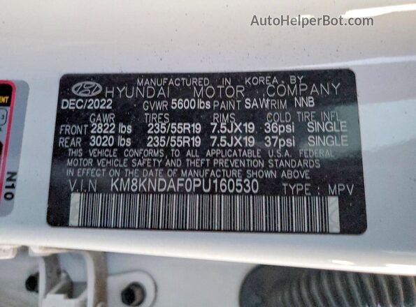 KM8KNDAF0PU160530 2023 HYUNDAI IONIQ White VIN sticker view