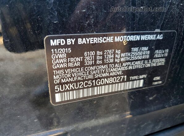 5UXKU2C51G0N80271 2016 BMW X6 Черный Панорамный вид салона 360°