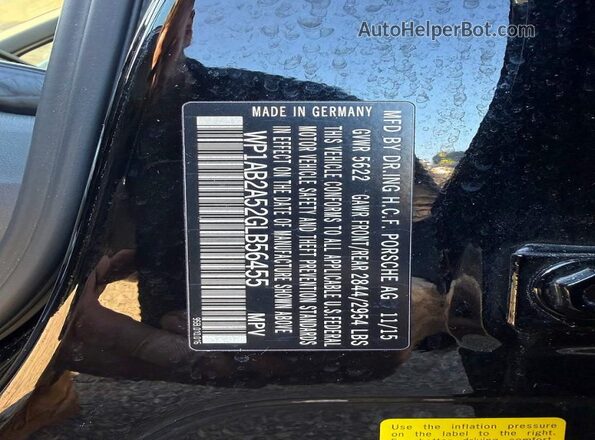 WP1AB2A52GLB56455 2016 PORSCHE MACAN Угольный Вид задних сидений
