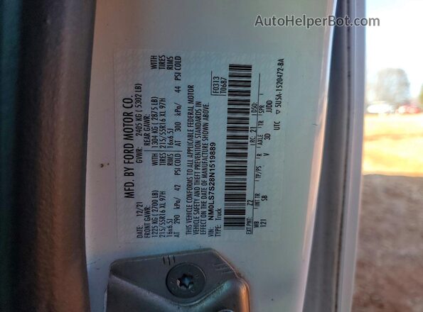 NM0LS7S28N1519889 2022 FORD TRANSIT Белый Вид наклейки с VIN-кодом