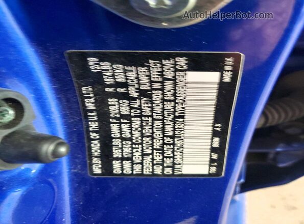 SHHFK7H87LU213314 2020 HONDA CIVIC Синий Вид наклейки с VIN-кодом