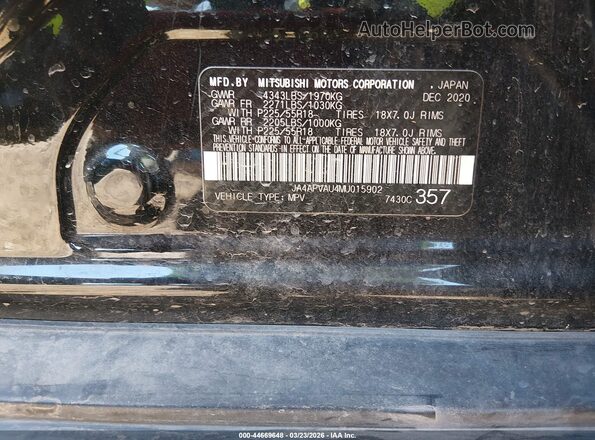 JA4APVAU4MU015902 2021 MITSUBISHI OUTLANDER SPORT Black Vista del compartimento del motor