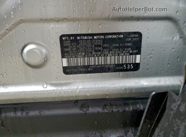 JA4ATUAA7PZ001852 2023 MITSUBISHI ECLIPSE Silver Вид наклейки з VIN-кодом