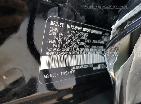 JA4J3VA85SZ017723 2025 MITSUBISHI OUTLANDER Черный Вид наклейки с VIN-кодом