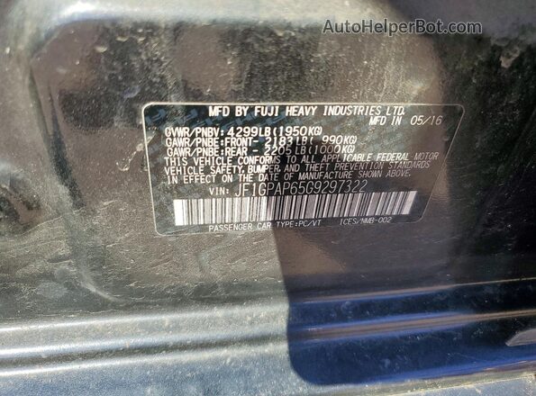 JF1GPAP65G9297322 2016 SUBARU IMPREZA Gray Engine compartment view