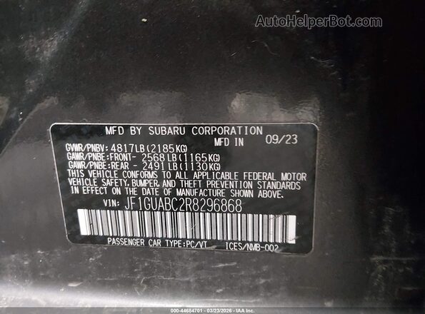 JF1GUABC2R8296868 2024 SUBARU IMPREZA Gray Widok komory silnika